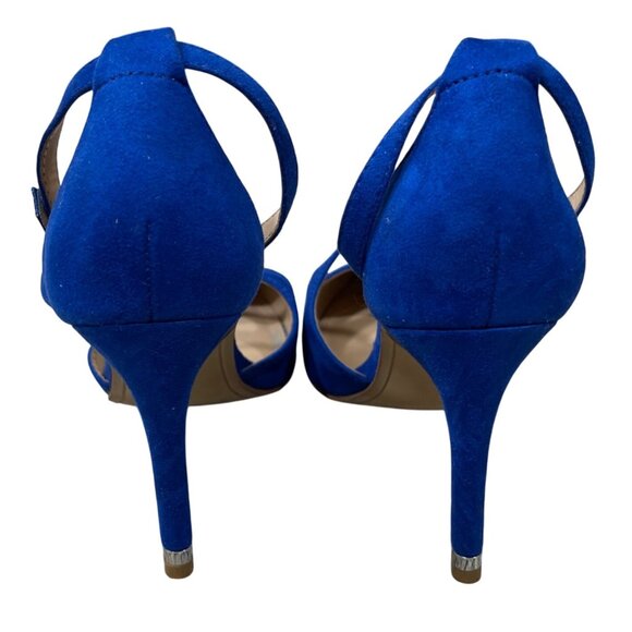 Kelly & Katie Heels Blue Suede Ankle Strap Sevama 7 M 4" - Picture 5 of 11